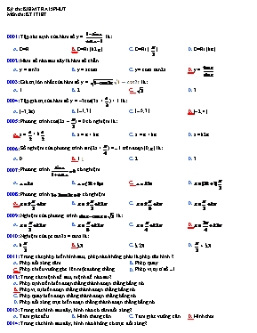 Kiểm tra 15 phút môn Toán học khối 11